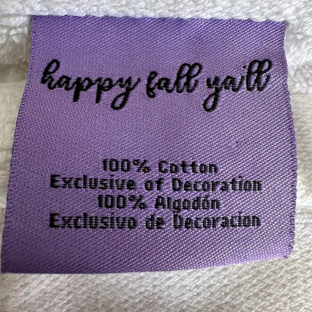 Happy Fall Ya'll Embroidered Pumpkin Bath Towels Set of 2 White Cotton‎ 26X48